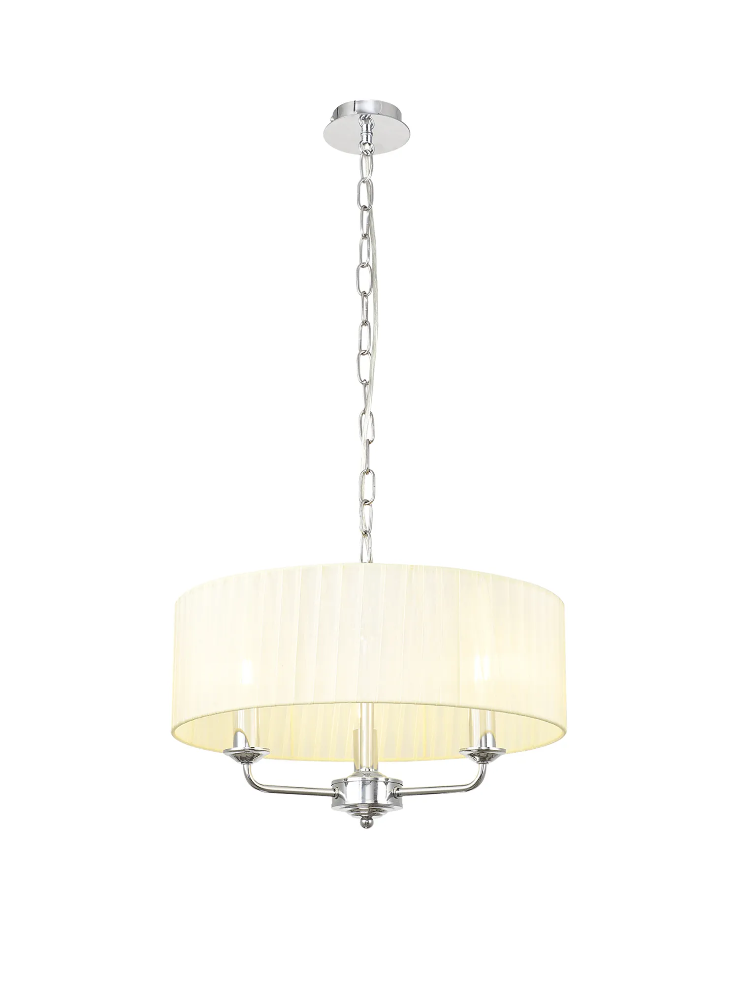 DK0857  Banyan 45cm 3 Light Pendant Polished Chrome; Cream